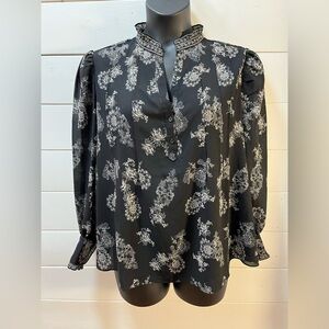 MAX STUDIO LONDON – Black Floral Blouse (1X)